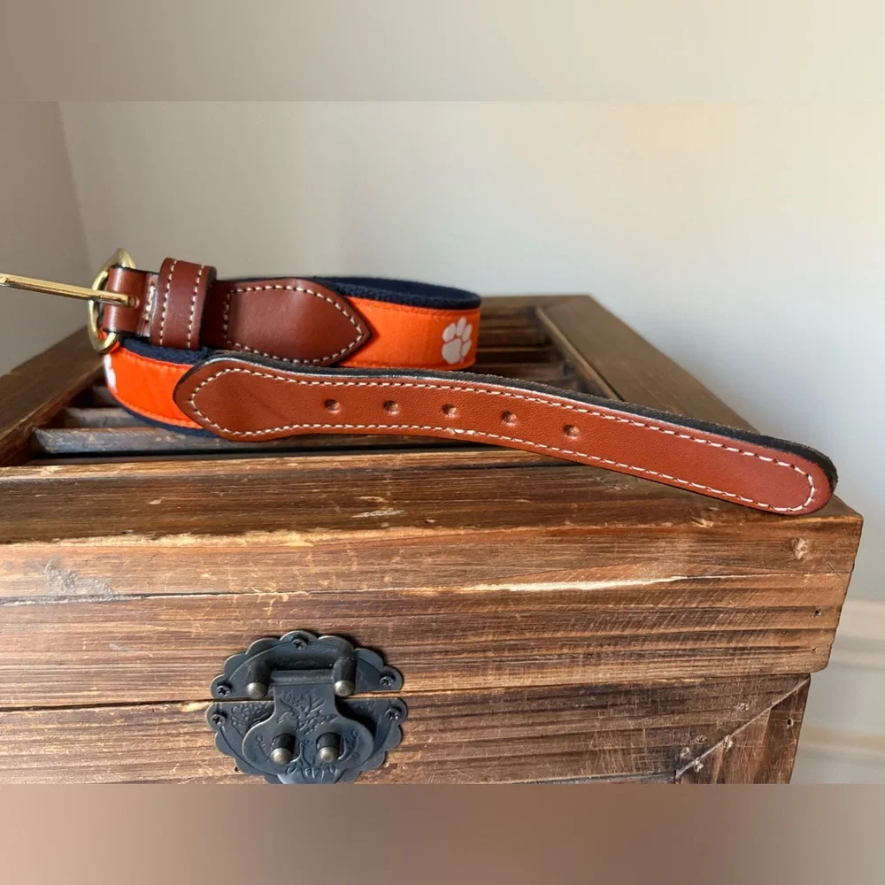 Clemson Boys Orange Paw Print Logo Belt With Navy Webbing Size 20 Waist